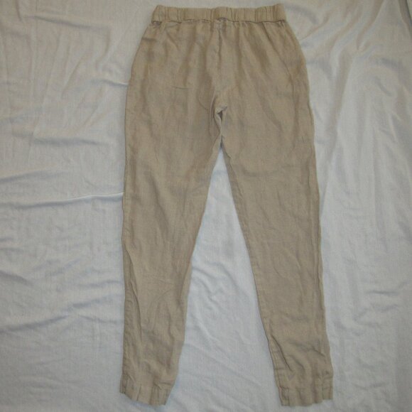 ENZA COSTA 100% French Linen Easy Pants Pull On Tie Waist sz 1 US Small Natural - Picture 2 of 4